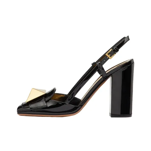 Valentino One Stud Chunky Heel High Heels 10cm Women's Black