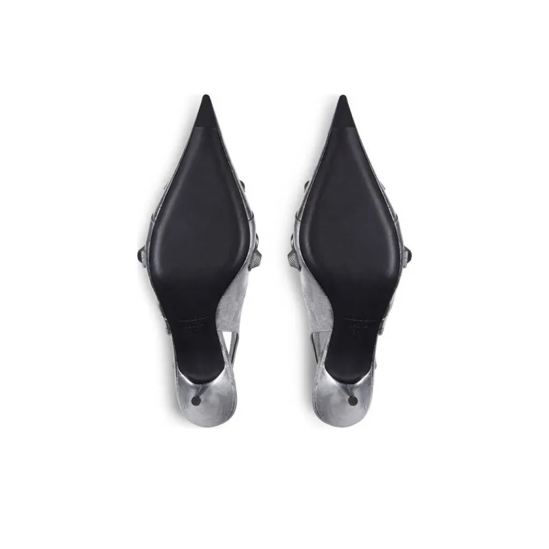 Balenciaga Knife Slim Heel High Heels Women's Silver-4