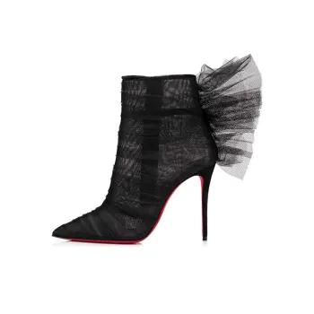 CL LUBOTING Libellibooty Slim Heel Ankle Boots 10cm Women's Black