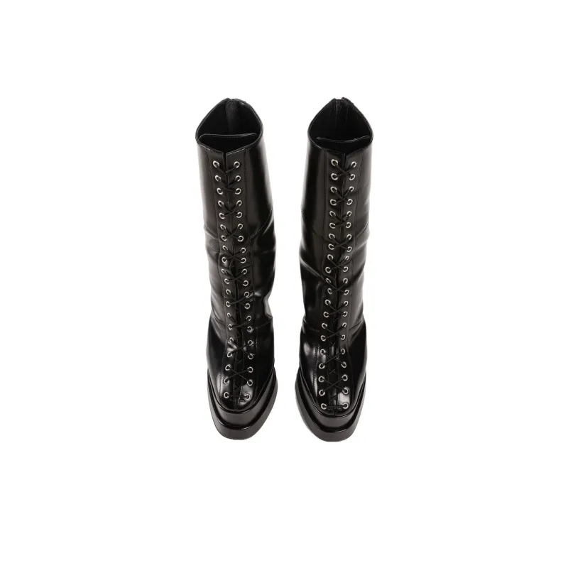 Roberto Cavalli Lace-up Leather Platform Boots-4