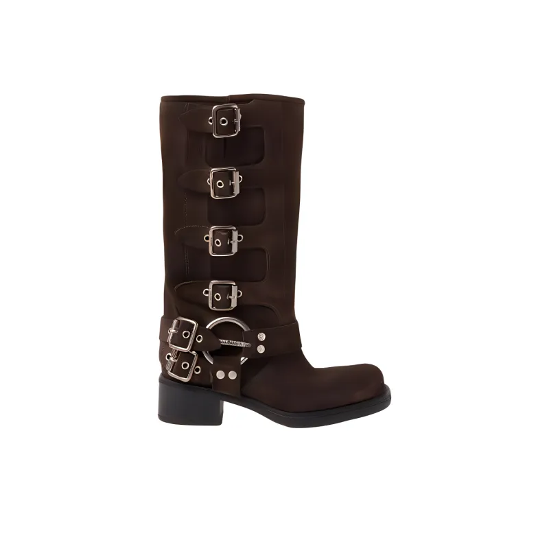 MIU MIU Buckle detail Block heel Boots-1