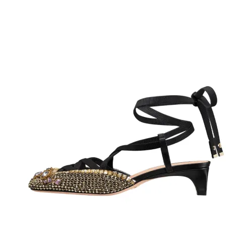 DIOR D-Envol Cone Heel High Heels 4cm Women's Black Gold