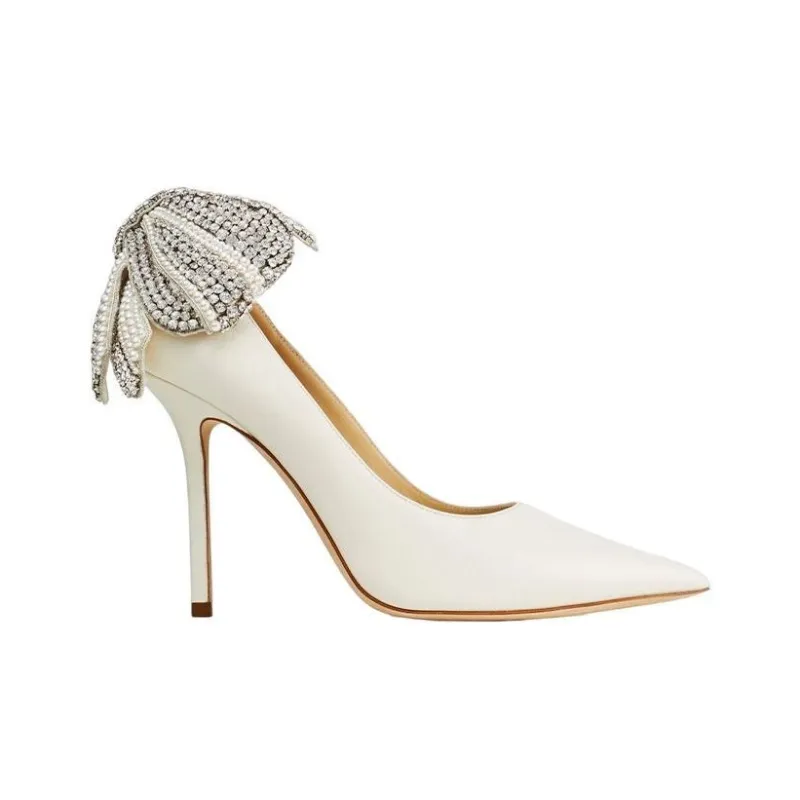 Jimmy Choo Slim Heel High Heels 10cm Women's White-1