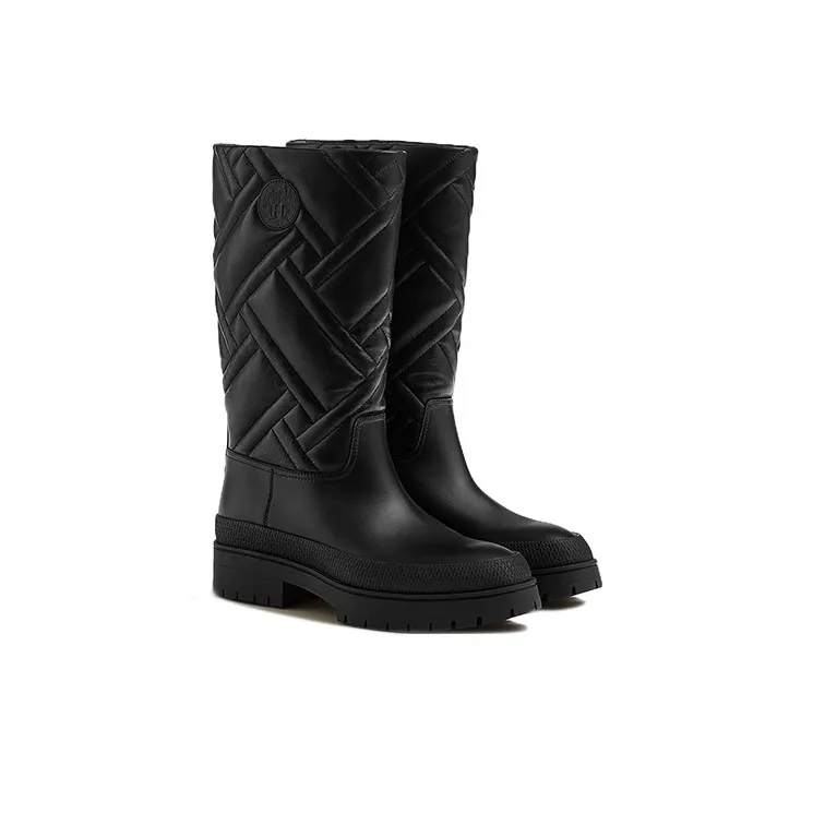 HERMES Mosaique Knee high Boots Women's Black-3