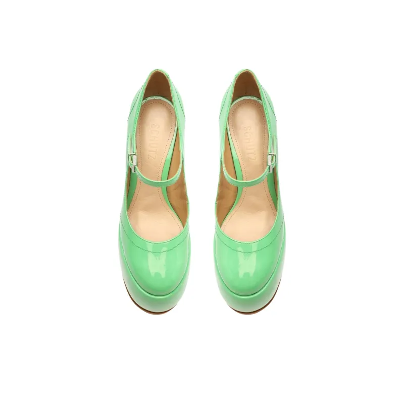 Schutz Zayne Chunky Heel High Heels 16.4cm Women's Green-4