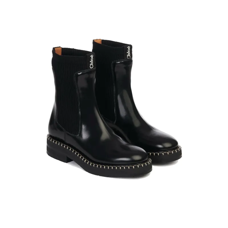 Chloé Noua Decorative stitch Leather Boots-3