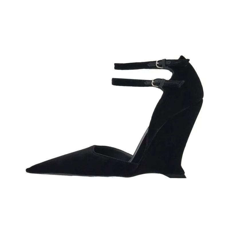 FERRAGAMO Wedge Heel High Heels 10.5cm Women's Black-0