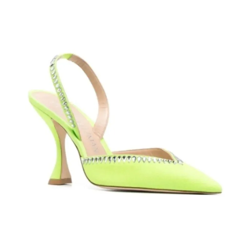 Stuart Weitzman/SW Chunky Heel High Heels 8.5cm Women's Green-2
