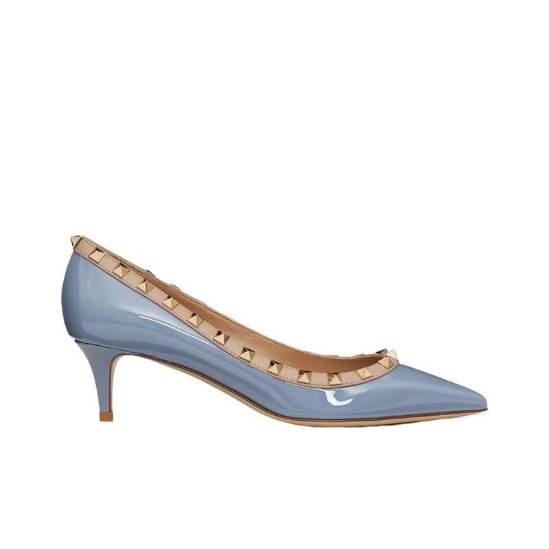 Valentino Rockstud Slim Heel High Heels 5cm Women's Blue-1