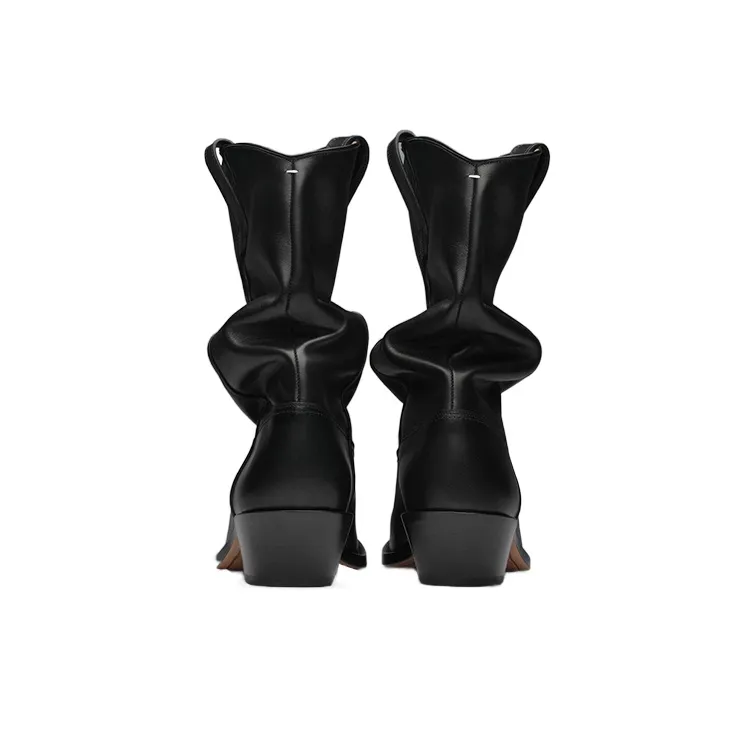 Maison Margiela Tabi Toe Ruched Leather Boots-3