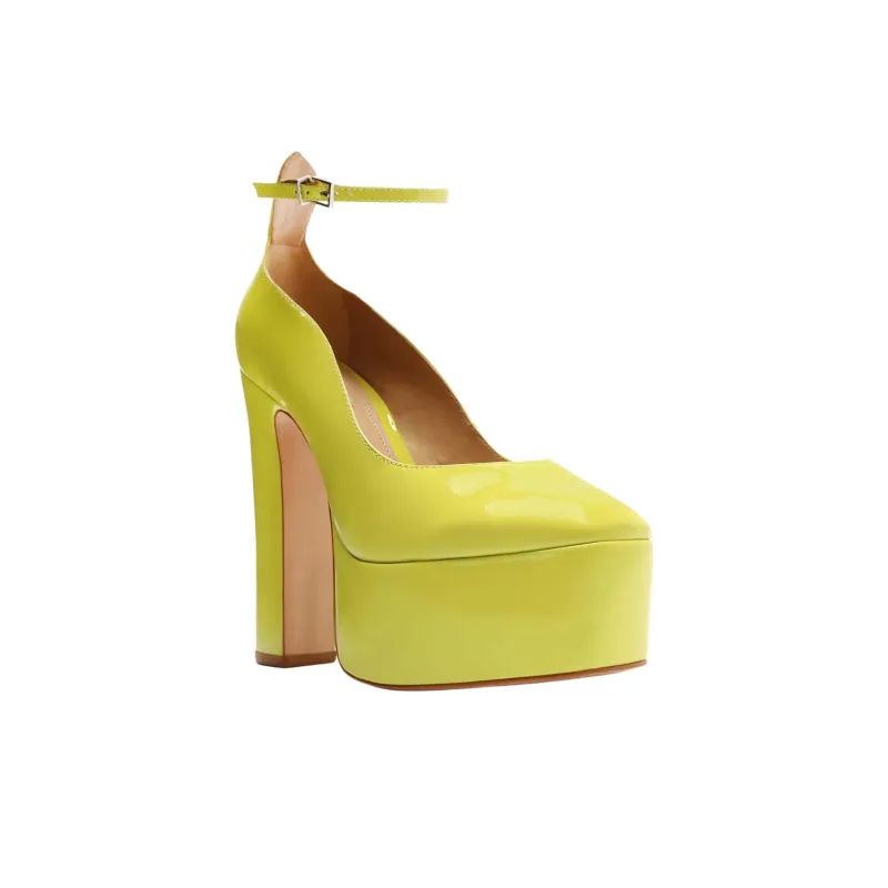Schutz Renee Chunky Heel High Heels 14.2cm Women's Neon Green-2