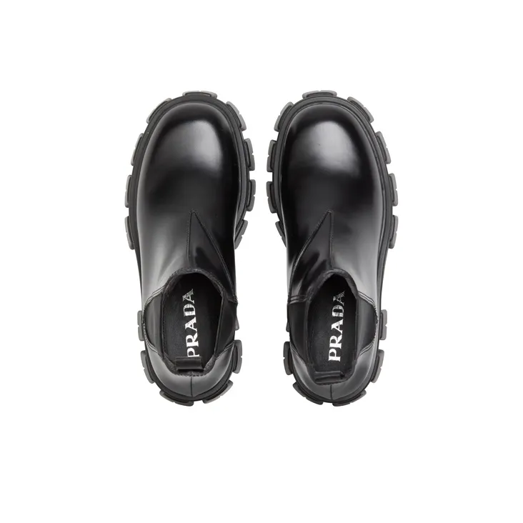 PRADA Monolith Brushed Leather Chelsea Boot 'Black'-3
