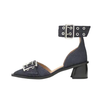 GANNI Chunky Heel High Heels Women's Dark Marine Blue