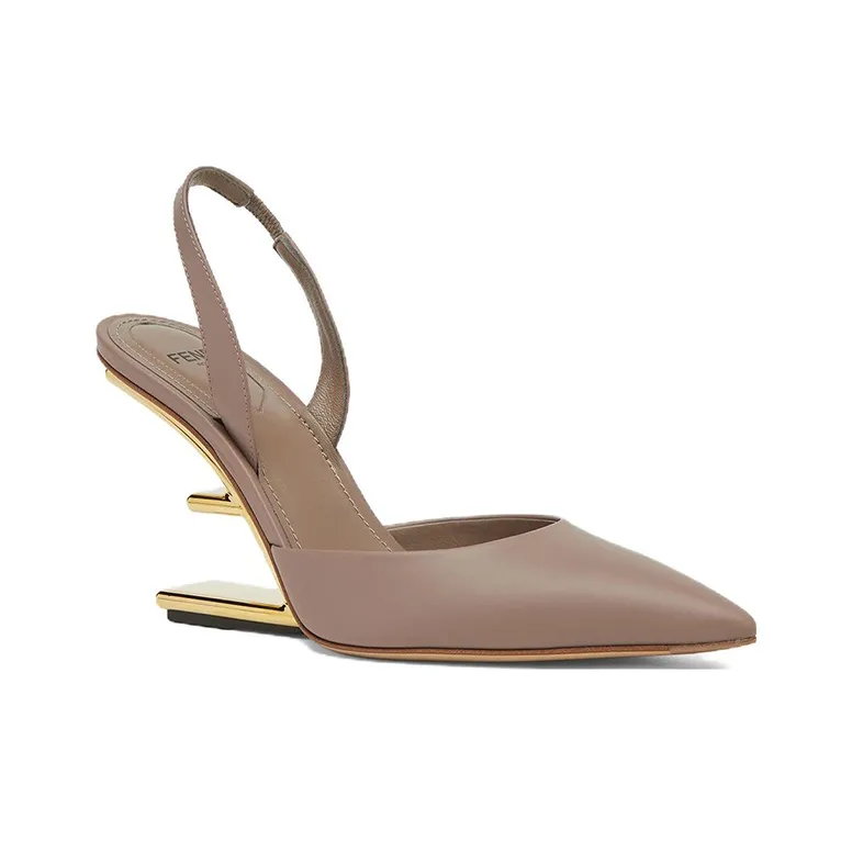 FENDI 90mm Leather Slingback Pumps-1