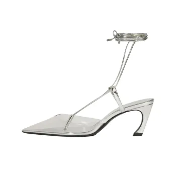 Schutz Elyra Irregular Heel High Heels 7.2cm Women's Silver
