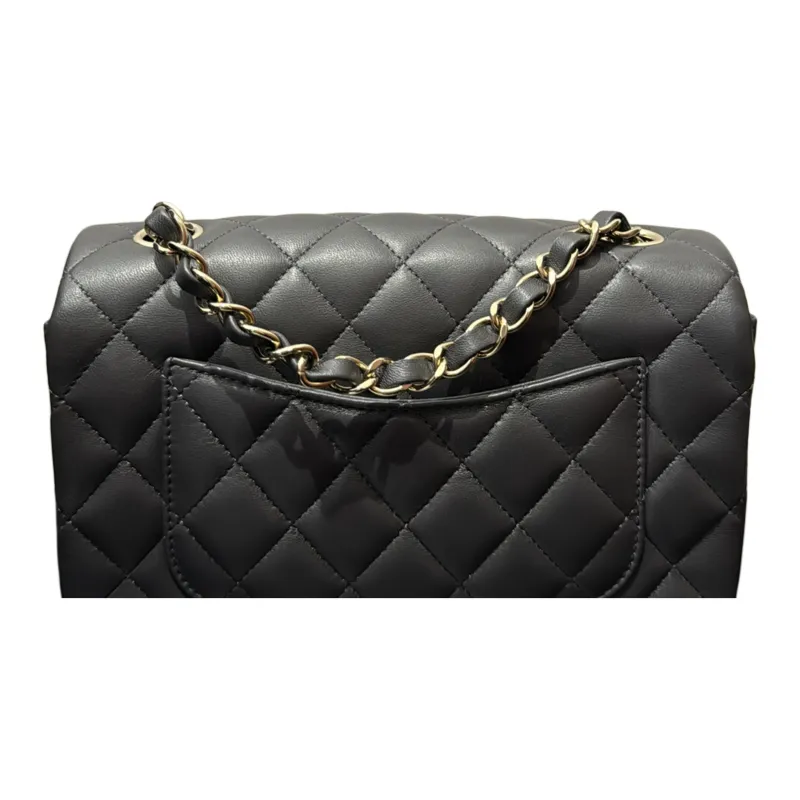 CHANEL Classic Flap CF Lambskin Shoulder Bag, Crossbody Bag Mini Women's Dark Gray-2