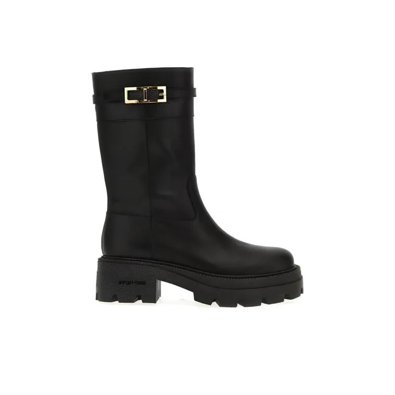 SERGIO ROSSI Nora Buckle Detailed Round Toe Boots Women's-1