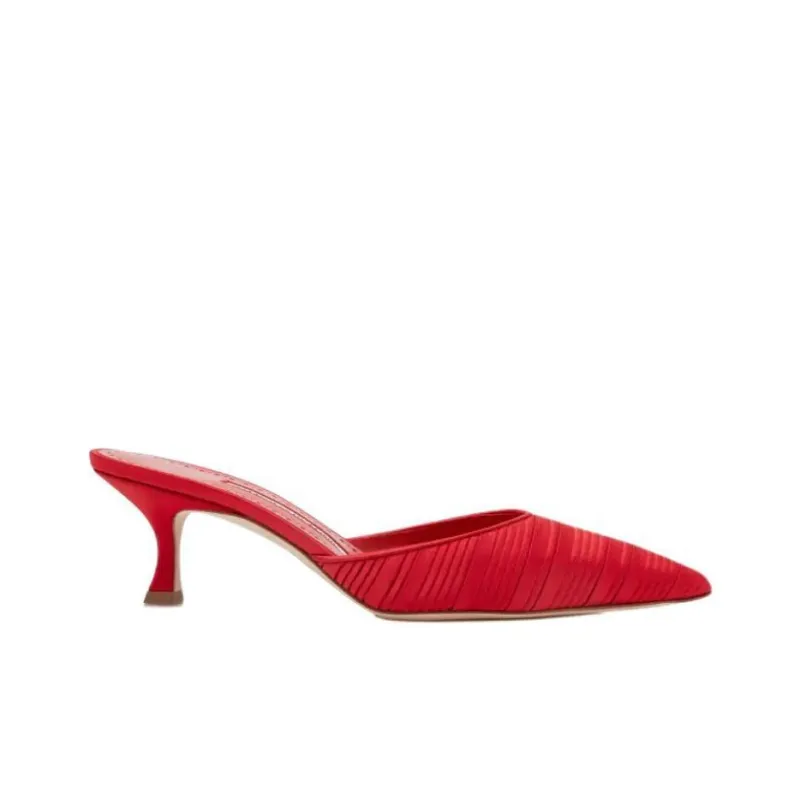 MANOLO BLAHNIK Closed Toe Slippers 5cm Women's Red-1