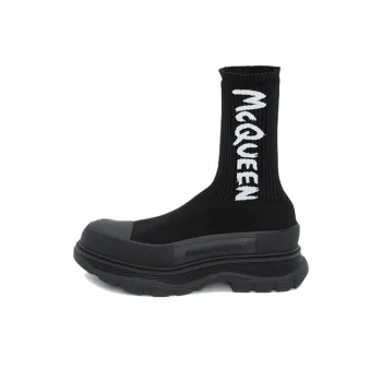 Alexander McQueen Graffiti Knit Tread Slick Boot Black