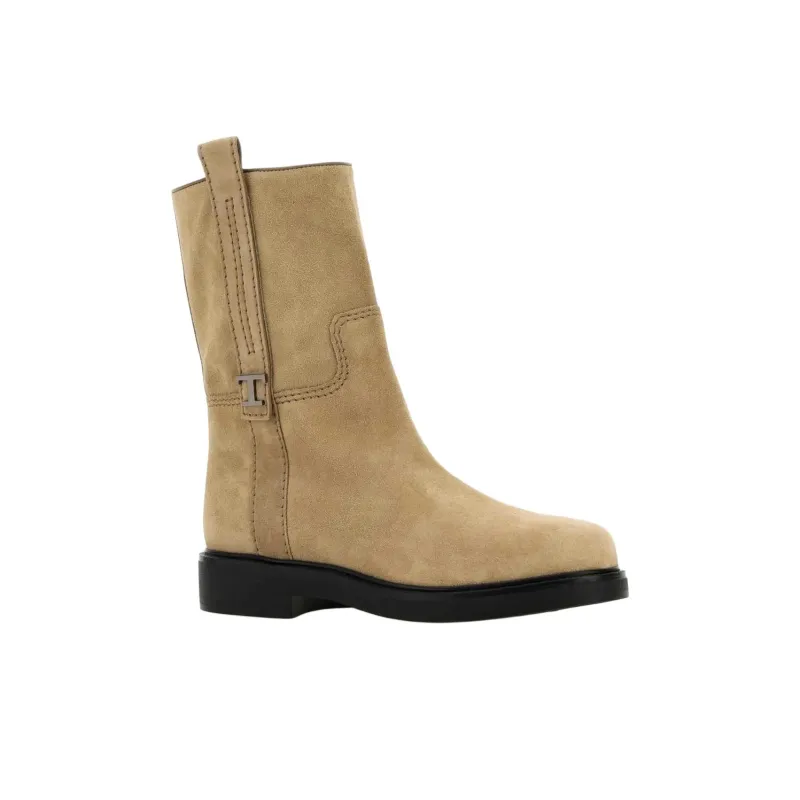 TOD'S T Plaque Round Toe Ankle Boots Women's-3