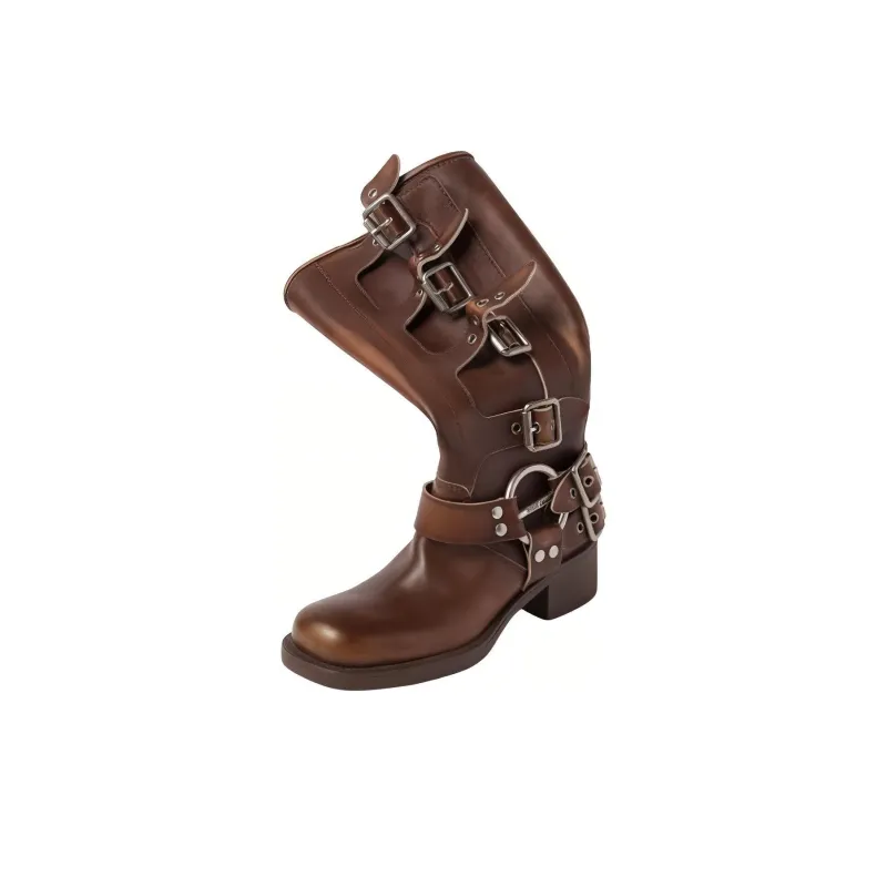 MIU MIU Buckle detail Leather Boots-2