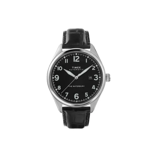 TIMEX Wrist Watch Automatic Mechanical Movement Leather Watch Bands 42mm Black Dial Men's Watches