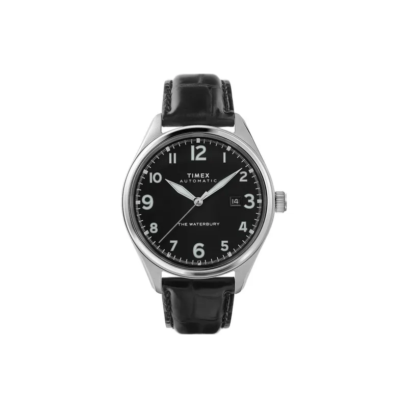TIMEX Wrist Watch Automatic Mechanical Movement Leather Watch Bands 42mm Black Dial Men's Watches-0