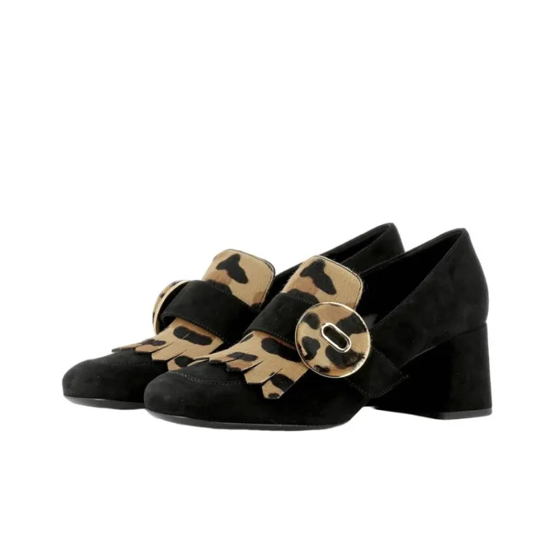 PRADA Chunky Heel High Heels 5.5cm Women's Black Brown-2