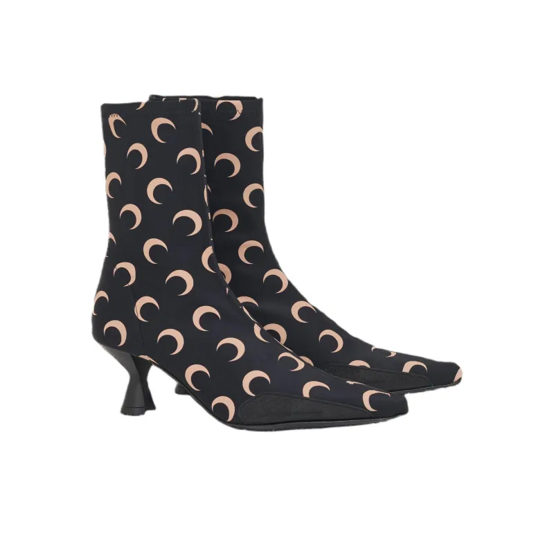 Marine Serre Ankle Boots 6cm Women's Black-2