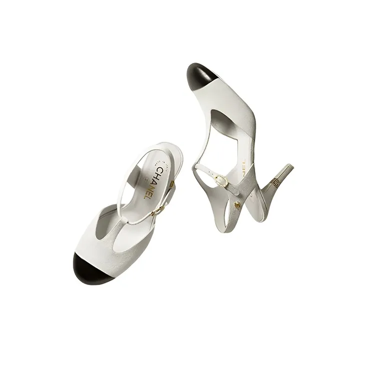 CHANEL Cone Heel High Heels Women's White-2