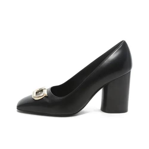 FERRAGAMO Pania Chunky Heel High Heels 8.5cm Women's Black