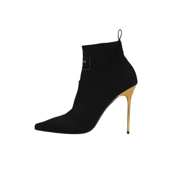 BALMAIN Crewneck Knit Ankle Boots Women's