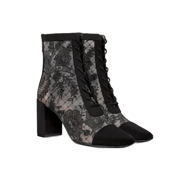 DIOR Naughtily D Ankle Boots 8cm Women's Black-3