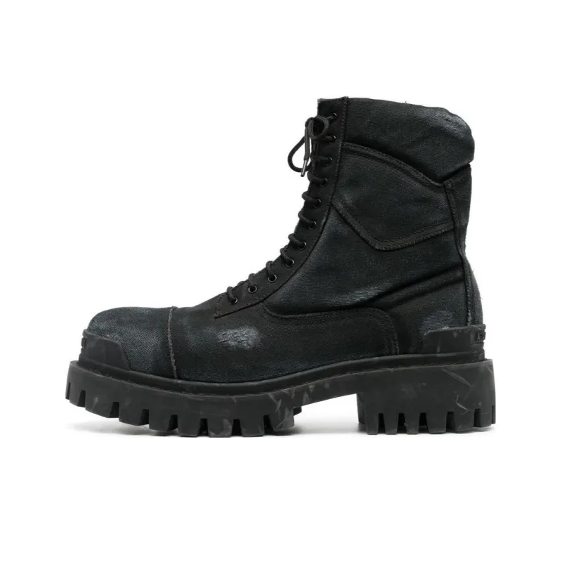 Balenciaga Combat Strike Boots 'Washed Black Cotton'-0