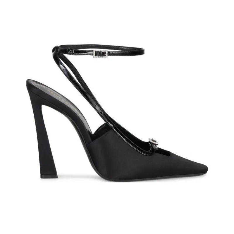 SAINT LAURENT Chunky Heel High Heels 11cm Women's Black-1