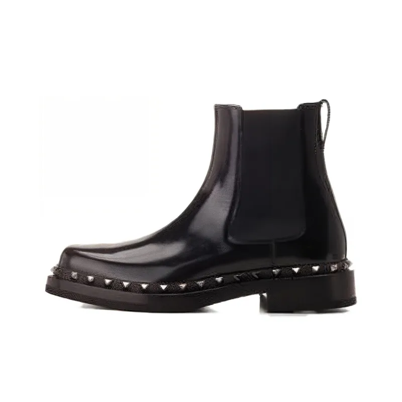Valentino ROCKSTUD Short Chelsea Boots Women's Black-0