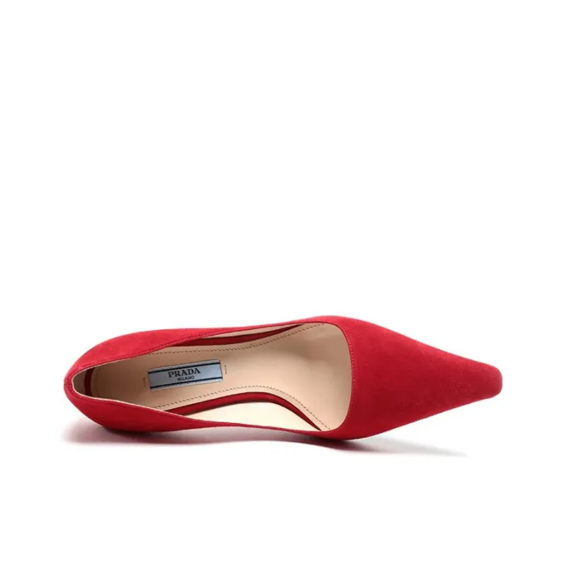 PRADA Slim Heel High Heels Women's Red-4