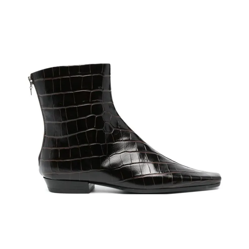 TOTEME The Western Crocodile-effect Boots Women's-1
