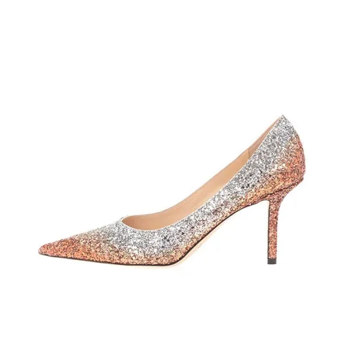Jimmy Choo LOVE 85 Slim Heel High Heels Women's Orange Silver