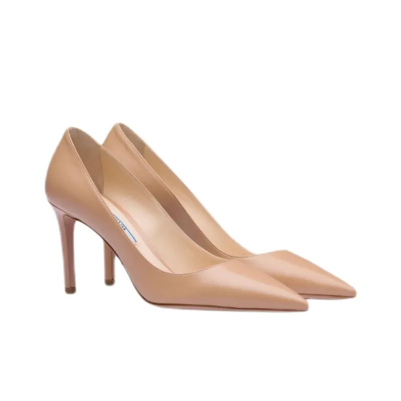 PRADA Slim Heel High Heels Women's Beige-2