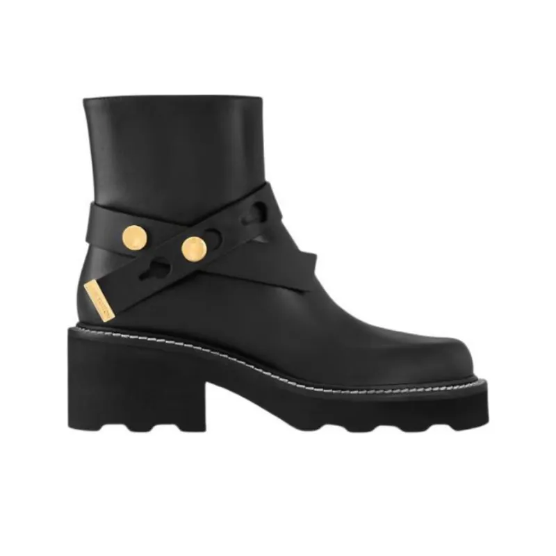 LOUIS VUITTON Beaubourg Ankle Boots 4cm Women's Black-1