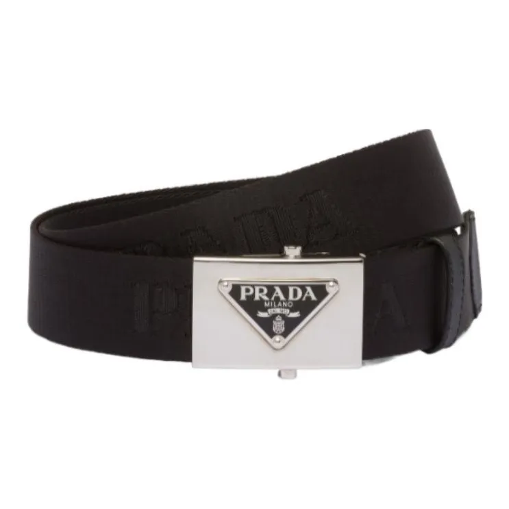 PRADA Logo Plaque Woven Belt-4