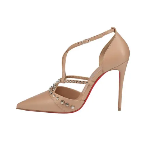 CL LUBOTING Tatooshka Slim Heel High Heels 10cm Women's Nude