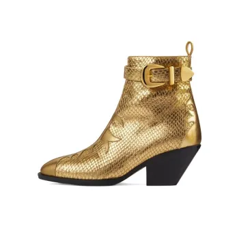 Giuseppe Zanotti/GZ Helena Buckle Ankle Boots 5.5cm Women's Gold