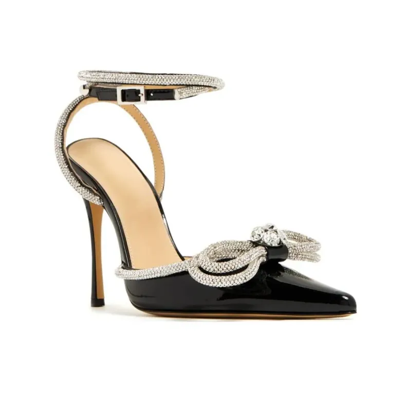 MACH & MACH Double Bow 110mm Patent finish Leather Pumps-1