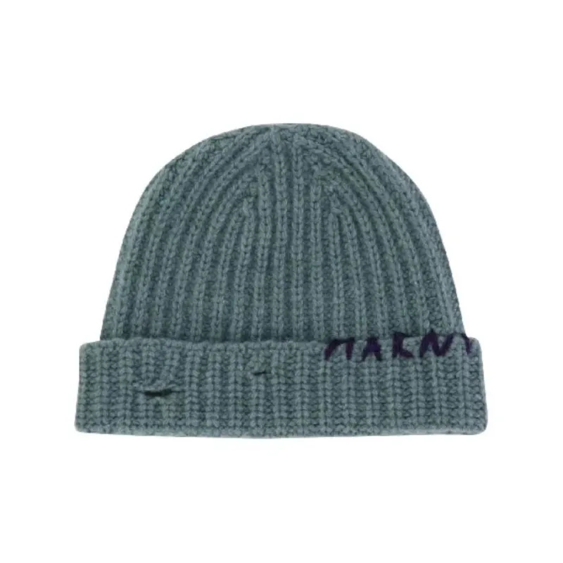 MARNI Logo embroidered Ribbed knit Beanie-0