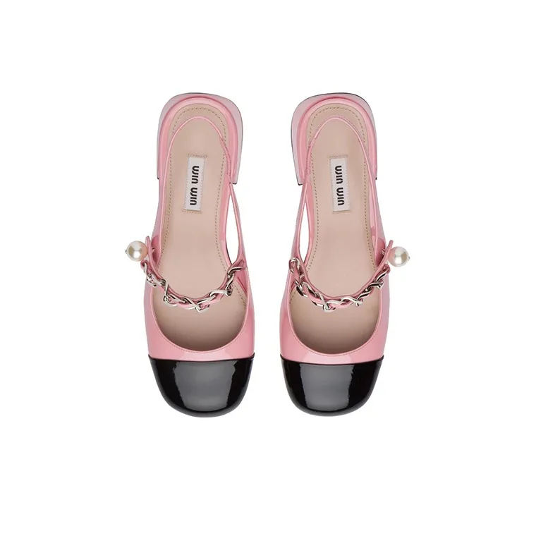 MIU MIU Block Heel High Heels 3.5cm Women's Pink-4