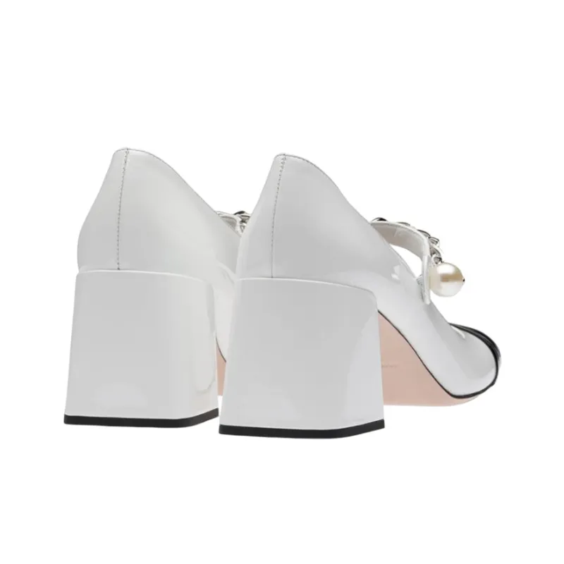 MIU MIU Chain Pearl Strap Pumps-3