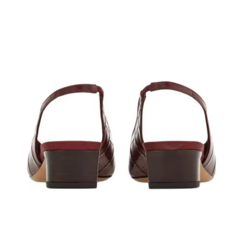 FERRAGAMO Block Heel High Heels 3cm Women's Red-3