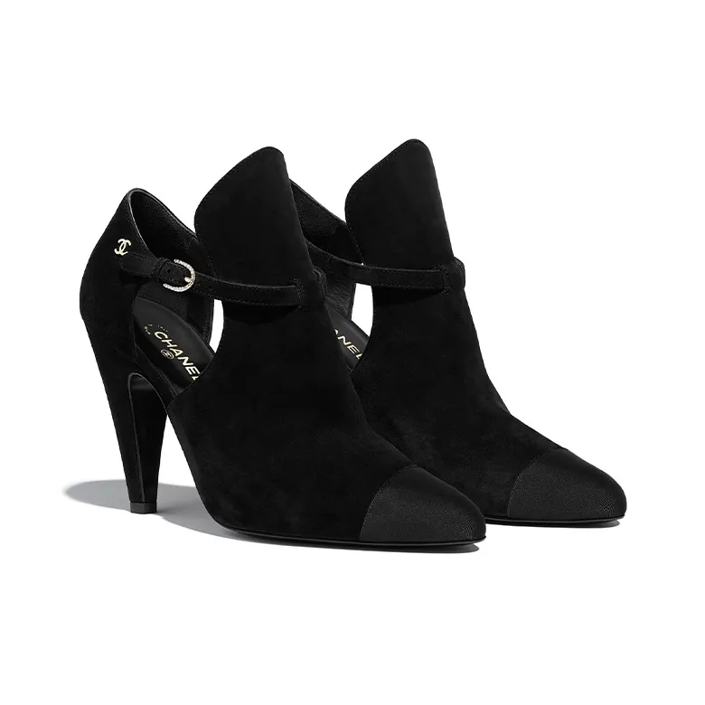CHANEL Cone Heel High Heels 10.5cm Women's Black-2